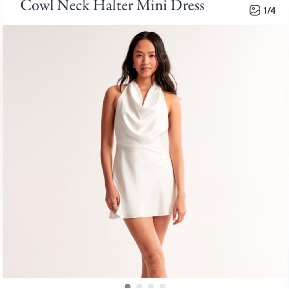 Abercrombie & Fitch White Cowl Neck Halter Mini Dress